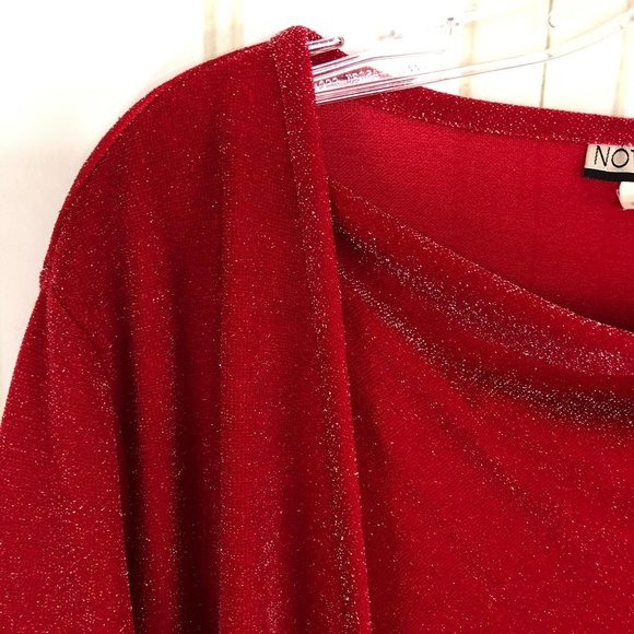 Notations Christmas Red Blouse w Attached Cardigan Size XL Lagenlook Cowl Neck - Picture 8 of 13